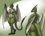  big_breasts breasts bubble_butt marauder6272 monster nipples nude reptile scalie shiny shiny_skin solo wide_hips wings wyvern yellow_eyes 