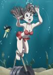 ! 2girls air_bubbles akko_kagari alternate_species ankles_tied asphyxiation barefoot bikini bondage breasts bubbles cleavage drowning evan_harrey feet female female_only fish human little_witch_academia marine medium_breasts navel ocean peril red_bikini red_swimsuit sea sucy_manbavaran swimsuit underwater water witch witch_hat