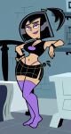  1girl black_hair danny_phantom goth goth_girl purple_eyes samantha_manson skirt stockings thick thick_thighs thighs 