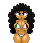 breasts breasts looking_at_viewer mexican_flag_bikini sarah_the_milf thick_thighs