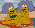  2_girls beach bikini embarrassed embarrassed_nude_female embarrassing enf patty_bouvier screenshot the_simpsons topless 