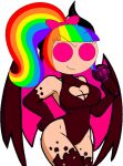 1girl alpha_channel big_breasts blush boob_window breasts cleavage clothed clothing cosplay demon_sarvente_(fnf) edit embarrassed female female_only friday_night_funkin friday_night_funkin_cosplay friday_night_funkin_mod highres microphone ra1nb0wk1tten101_(artist) rainbow_hair rainbow_kitty101 sarvente_(dokki.doodlez) simple_eyes smile solo succubus the_adventures_of_ra1nb0wk1tty_and_her_allies thick_ass thick_thighs transparent_background