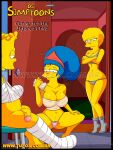  1boy 2girls bart_simpson breasts comic incest lisa_simpson marge_simpson milf mother_and_daughter mother_and_son nipples swimsuit text the_simpsons vaginal 