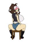 ass blue_eyes breasts brown_hair creatures_(company) facing_away female_protagonist_(pokemon_bw2) game_freak hilda_(pokemon) huge_breasts humans_of_pokemon jean_shorts light-skinned_female looking_back nintendo pokemon pokemon_(anime) pokemon_(game) pokemon_black_2_&amp;_white_2 pokemon_black_and_white pokemon_bw pokemon_bw2 porkyman sideboob toshiso_(artist) touko_(pokemon) white_(pokemon)
