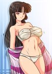  1girl alluring inuyasha panties sango sarashi shadako26 undressing voluptuous white_panties wrappings 