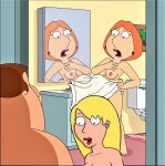  breasts connie_d&#039;amico cum family_guy handjob joe_swanson lois_griffin surprised 