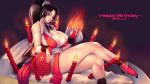  16:9 1920x1080 1_girl 1girl 2013 areolae bare_shoulders barefoot big_breasts birthday birthday_cake black_eyes black_hair breasts brown_eyes brown_hair cake candle cleavage collarbone covered_nipples cream dated erect_nipples fatal_fury feet female fire food fruit happy_birthday highres huge_breasts king_of_fighters konekonewasabii legs legs_crossed lipstick long_hair long_legs long_ponytail looking_at_viewer mai_shiranui makeup naughty_face nipples nude ponytail shiranui_mai sitting smile socks solo strawberry thighs toes wallpaper wasabi_konekone 