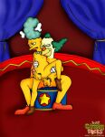  2males krusty_the_clown male_only sideshow_mel the_simpsons yaoi yaoi yellow_skin 