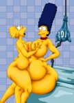 bart_simpson belly big_ass big_breasts bynshy chubby chubby_female enema femboy marge_simpson mother_&amp;_son small_breasts the_simpsons