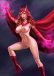  1girl 1girl 1girl avengers big_breasts boots breasts brown_hair cape comic_book_character gloves high_heels high_res lipstick long_hair looking_at_viewer marvel mature mature_female medium_hair milf mutant_(marvel) nipples nude nude pussy pussy red_eyes rzhevskii scarlet_witch superheroine tagme wanda_maximoff x-men 