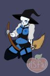 1girl 2020 2020s 2d 2d_(artwork) animated_skeleton artist_logo artist_name belly_button blue_background blue_belly blue_blush blue_body blue_breasts blue_nipples blue_pussy blush breasts broom broom_riding broomstick digital_media_(artwork) ectobody ectobreasts ectopussy female female_only female_sans genderswap genderswap_(mtf) grinding halloween halloween_costume happy_halloween looking_down monster navel nipples nsfwgarbagedump pussy pussy_juice pussy_juice_stain sans sans_(undertale) simple_background skeleton solid_color_background solo_female sweat undead undertale undertale_(series) video_games witch_costume witch_hat