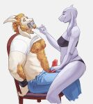 1_girl 1boy 1girl anthro anthro_only asgore_dreemurr asgoriel beard blonde_hair bodily_fluids body_hair boss_monster bottomwear bovid bra breasts caprine chair chest_hair clothing denim denim_clothing dominant dominant_female duct_tape duct_tape_gag duo edging erection facial_hair female female_anthro femdom finger_under_chin fur furry furry_only gag genital_fluids gentle_femdom goat goatee grabbing_penis hair hairy_arms hairy_belly hand_on_chin horn jeans male male/female male_anthro malesub mammal moustache musclegut muscular nipples open_mouth pants penis penis_grab precum pubes qwerty-0 shirt shirt_up simple_background straight t-shirt tape tape_gag thong top_pulled_up topwear toriel torigore touching_chin undertale undertale_(series) underwear white_background white_body white_fur