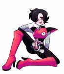1boy 2010s 2019 2d 2d_(artwork) android black_hair bledzelet blush boots cute denpahenkan digital_media_(artwork) femboy footwear gloves hair hair_over_one_eye heart-shaped_pupils heart_eyes high_heel_boots humanoid humanoid_robot legs_apart legs_spread long_boots male male_only mettaton mettaton_ex penis penis_out pink_boots pink_high_heel_boots precum precum_leaking ripped_clothing robot robot_boy robot_humanoid robotic_penis shoes sitting solo_focus solo_male spread_legs third-party_source tongue_out undertale undertale_(series) video_game_character video_games white_background