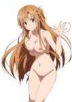 1girl alluring amber_hair asuna_(sao) bare_legs breasts completely_nude_female nipples nude pussy sword_art_online