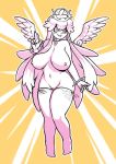  1girl angel big_breasts breasts cute halo koidrake long_nails navel nipples pussy shaved thighhighs wings 