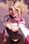 1girl big_ass gwen_stacy gwen_stacy_(spider-verse) marvel moisty_boo nipple_piercing nipples older older_female ripped_clothing selfie_pose selfpic skin_tight small_breasts sony_pictures_animation spider-gwen spider-man:_into_the_spider-verse spider-man_(series) teen teenage_girl tight_clothing tights young_adult young_adult_female young_adult_woman