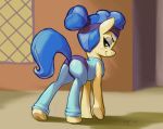  1_girl 1girl ajin ass earth_pony female female_only friendship_is_magic leotard looking_at_viewer my_little_pony pony sapphire_shores sapphire_shores_(mlp) solo standing sweat tail 