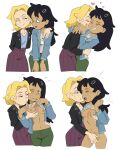  2_girls 4koma aged_up amphibia amphibia_(finale) asian_female blonde_hair blush_lines cheek_kiss clothed_female cute earrings female_only fingering fondling_breast hairclip heart lifting_shirt light-skinned_female marcy_wu partially_clothed_female sasha_waybright scar simple_background thrumbo yuri 
