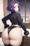  1girl ai_generated big_ass booty dat_ass dc_comics leotard looking_back pawg purple_eyes purple_hair rachel_roth raven_(dc) short_hair teen_titans thick thick_thighs 