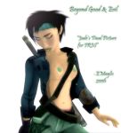 beyond_good_and_evil breasts e_maylie green_nipples jade_(beyond_good_and_evil) no_bra open_shirt