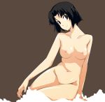  1girl arm_support black_hair breasts female maria-sama_ga_miteru mizuno_youko navel nipples nude otakeyan short_hair solo 