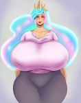  1girl breasts cleavage female_only friendship_is_magic huge_breasts human humanized looking_at_viewer my_little_pony princess_celestia_(mlp) stockings sundown thick_thighs voluptuous wide_hips 