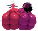  2_girls ass_grab big_ass big_breasts demon goat high_res nipples original_character purple_fur red_fur sssonic2 thick_thighs 
