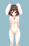  animal_ears black_hair blush bunny_ears female flat_chest inaba_tewi jewelry necklace nipples nude pendant pussy red_eyes short_hair smile tewi_inaba touhou uncensored 