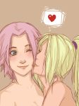  2girls devas hair_over_one_eye ino_yamanaka kiss multiple_girls mutual_yuri naruto naruto_shippuden nude sakura_haruno yuri 