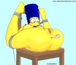  anal_insertion ass bondage chair_bondage marge_simpson spoon the_simpsons yellow_skin 