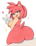  1girl accessory amy_rose anthro ass big_ass big_breasts big_butt bodily_fluids bottom_heavy breasts bubble_butt butt countershade_arms countershade_face countershade_torso countershading dat_ass eulipotyphlan female female_solo gloves green_eyes hair hair_accessory hair_ornament hairband handwear heart hedgehog ichig8miruku large_ass large_breasts looking_at_viewer mammal multicolored_body multicolored_face multicolored_skin open-mouth_smile open_mouth open_smile pink_body pink_hair pink_skin sega sexy shiny shiny_skin short_hair sideboob simple_background sitting smile solo solo_female sonic_(series) sonic_the_hedgehog_(series) sweat tail tan_body tan_countershading tan_skin thick thick_ass two-tone_skin two_tone_body two_tone_face two_tone_skin video_games white_background white_gloves white_handwear 