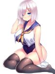  1girl 1girl big_breasts female_only hamakaze_(kantai_collection) kantai_collection kneel school_uniform skindentation stockings tagme thick_thighs thighs video_game_character video_game_franchise 