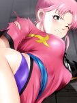 1girl anime big_breasts breasts clothed_female dark_brown_eyes dragon_quest dragon_quest_dai_no_daibouken dragon_quest_the_adventure_of_dai female female_focus female_only maam one-piece_swimsuit one_eye_open pink_hair rent_genhachiro solo solo_female solo_focus square_enix teen thick_thighs thighs video_game_franchise
