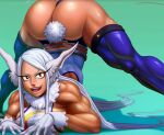  1girl alluring arms ass ass_up bare_shoulders big_ass breasts bunny_ears bunny_girl bunny_tail clothed dark-skinned_female dark_skin dat_ass gloves jack-o&#039;_challenge jack-o_pose legs long_hair looking_at_viewer mirko miruko_(my_hero_academia) muscle muscular_female muscular_thighs my_hero_academia non-nude open_mouth presenting red_eyes rumi_usagiyama sexy slut stockings tail tan tank_top thick_thighs thong top-down_bottom-up usagiyama_rumi white_gloves white_hair wide_hips 