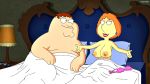 bed big_breasts bra breasts chainmale family_guy lois_griffin peter_griffin smile tagme 