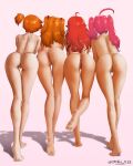 4girls absurdres ahoge arched_back ass ass_focus asuka_langley_souryuu back bent_over creatures_(company) crossover dat_ass drakular18 edit eris_boreas_greyrat eris_greyrat facing_away female_only from_behind full_body game_freak gym_leader hair_flaps hair_ornament hair_over_shoulder hair_tie highres humans_of_pokemon kasumi_(pokemon) kneepits leg_up legs lineup long_hair long_legs milim_nava misty_(pokemon) multiple_girls mushoku_tensei neon_genesis_evangelion nerv nintendo nude orange_hair pink_background pink_hair pokemon pokemon_(anime) pokemon_(classic_anime) pokemon_red_green_blue_&amp;_yellow pokemon_rgby presenting pussy pussy_peek rear_view red_hair shadow short_hair side-by-side side_ponytail simple_background slim_legs standing take_your_pick tensei_shitara_slime_datta_ken thigh_gap thighs twin_tails twitter_username two_side_up wavy_hair
