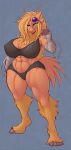 1girl avian big_ass big_breasts blaziken fate_valentine_(wyntersun_oc) muscular_female orange_skin wyntersun yellow_hair
