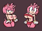  1girl amy_rose anthro areola areola_slip breasts fur furry gloves grin half-closed_eyes headband hedgehog huge_breasts looking_at_viewer naughty_face navel nipples nude pink_fur red_underwear sega simple_background smiling_at_viewer sonic_the_hedgehog_(series) standing tagme tail under_boob underwear wide_hips yopy 