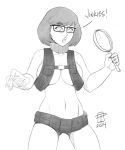 1girl belly callmepo female jinkies! monochrome mostly_nude navel partially_clothed pinupsushi scooby-doo velma_dinkley
