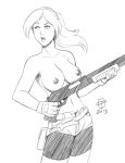2013 big_breasts breasts callmepo claire_redfield female nipples pinupsushi resident_evil resident_evil_2 shotgun topless