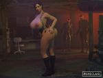  1girl 2boys big_ass big_breasts big_nipples big_penis curvy curvy_body curvy_female curvy_figure curvy_hips eclairsm hand_on_ass jill_valentine looking_at_viewer nipples regenerator resident_evil smile thick thick_ass tongue tongue_out 
