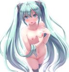  1girl 1girl :o aqua_eyes aqua_hair bad_id bangs blush breasts clavicle embarrassed eyebrows eyebrows_visible_through_hair hair_between_eyes hair_ornament hairclip high_resolution large_filesize long_hair looking_at_viewer looking_up miku_hatsune navel nicoby nipples nude open_mouth panties small_breasts stockings stomach tareme tied_hair transparent_background twin_tails underwear very_high_resolution very_long_hair viewed_from_above vocaloid walking 