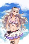 1girl 1girl 1girl alluring alternate_costume bare_arms bare_midriff bare_shoulders bare_thighs big_breasts bikini bracelet breasts cleavage corrin_(fire_emblem) corrin_(fire_emblem)_(female) corrin_(summer)_(fire_emblem)_(female) female_only fire_emblem fire_emblem_fates fire_emblem_heroes flower_necklace front-tie_bikini front-tie_top grin hands_on_hips human human_only lei light-skinned_female light_skin long_hair looking_at_viewer navel nintendo red_eyes smile smiling_at_viewer solo_female spiffydc swimsuit white_bikini white_swimsuit wide_hips 