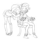  2_girls 2girls bondage breasts carnifex clothed_female_nude_female equestria_girls female_only friendship_is_magic gag monochrome my_little_pony nipples rarity rarity_(mlp) rough_sketch sunset_shimmer sunset_shimmer_(eg) tied tied_to_chair 