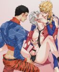  fingering_ass giorno_giovanna guido_mista jojo&#039;s_bizarre_adventure kissing male male/male/male male_only mmm_threesome pannacotta_fugo threesome vento_aureo yaoi yaoi 