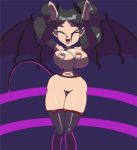  1girl animated animated_gif big_breasts breasts gif horns nevarky nipples succubus tail wings 