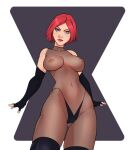  1girl agents_of_s.h.i.e.l.d. areola avengers big_breasts black_widow breasts comic_book_character female_focus female_only looking_at_viewer marvel marvel_comics natasha_romanoff nipples panties red_hair see-through solo_female solo_focus stockings superboin tagme 