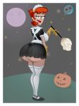  big_breasts breasts dexter&#039;s_laboratory dexter&#039;s_mom green_eyes large_ass looking_back maid maid_cap maid_headdress maid_uniform milf red_hair round_ass smile solo whargleblargle 