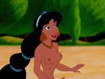  1girl 1girl aladdin_(series) alluring black_hair breasts disney edit female_abs nude princess_jasmine voluptuous 