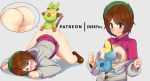  1girl breast_licking breasts censored cum cum_in_pussy cum_inside cum_leaking female_human female_human/male_pokemon from_behind grookey human human/pokemon interspecies licking_breast male/female male_pokemon mosaic_censoring nipples open_mouth partially_clothed pokemon pokemon_ss sex sobble top-down_bottom-up vaginal vaginal_penetration z666ful 